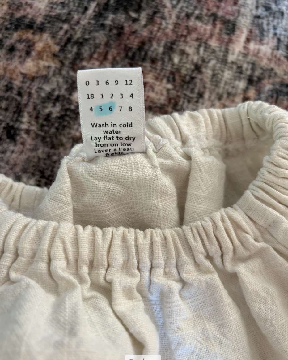 Heavyweight Linen White handmade dress 5-6T , Kids 5/5T