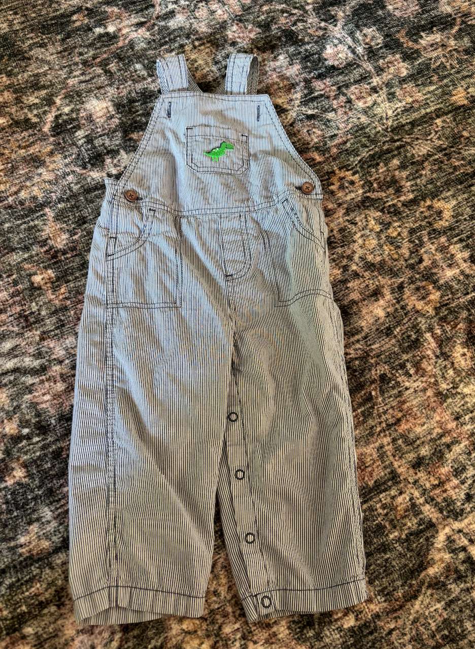 Dino overalls striped , Kids 24 Month (18-24M)