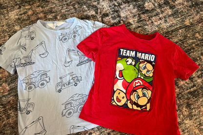 Mario cart/digger shirt bundle , Kids 4/4T