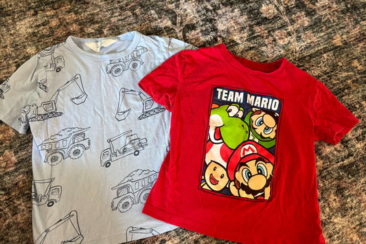 Mario cart/digger shirt bundle , Kids 4/4T