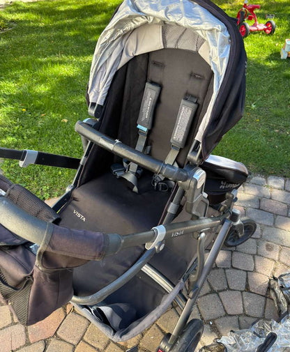 Uppababy Vista Stroller set; rumble seat, piggyback board, adapters
