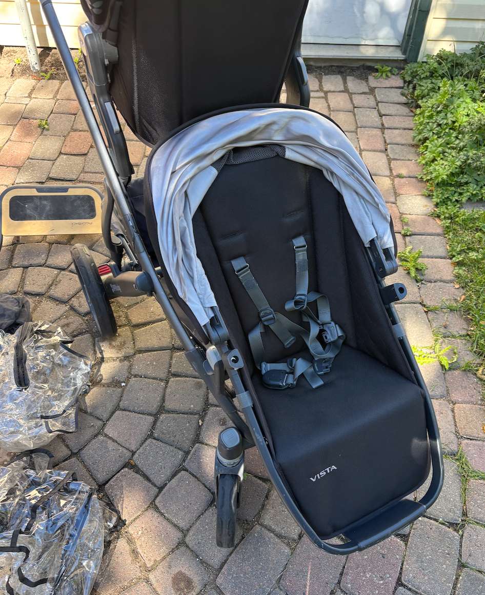 Uppababy Vista Stroller set; rumble seat, piggyback board, adapters