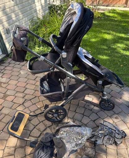 Uppababy Vista Stroller set; rumble seat, piggyback board, adapters