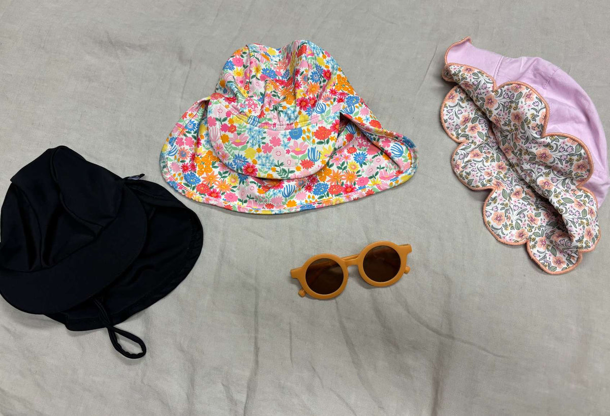 Summer and swim hat, sunglasses 1-2T