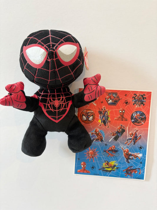 Spider-Man Beanie Baby (NWT) and Sticker Bundle