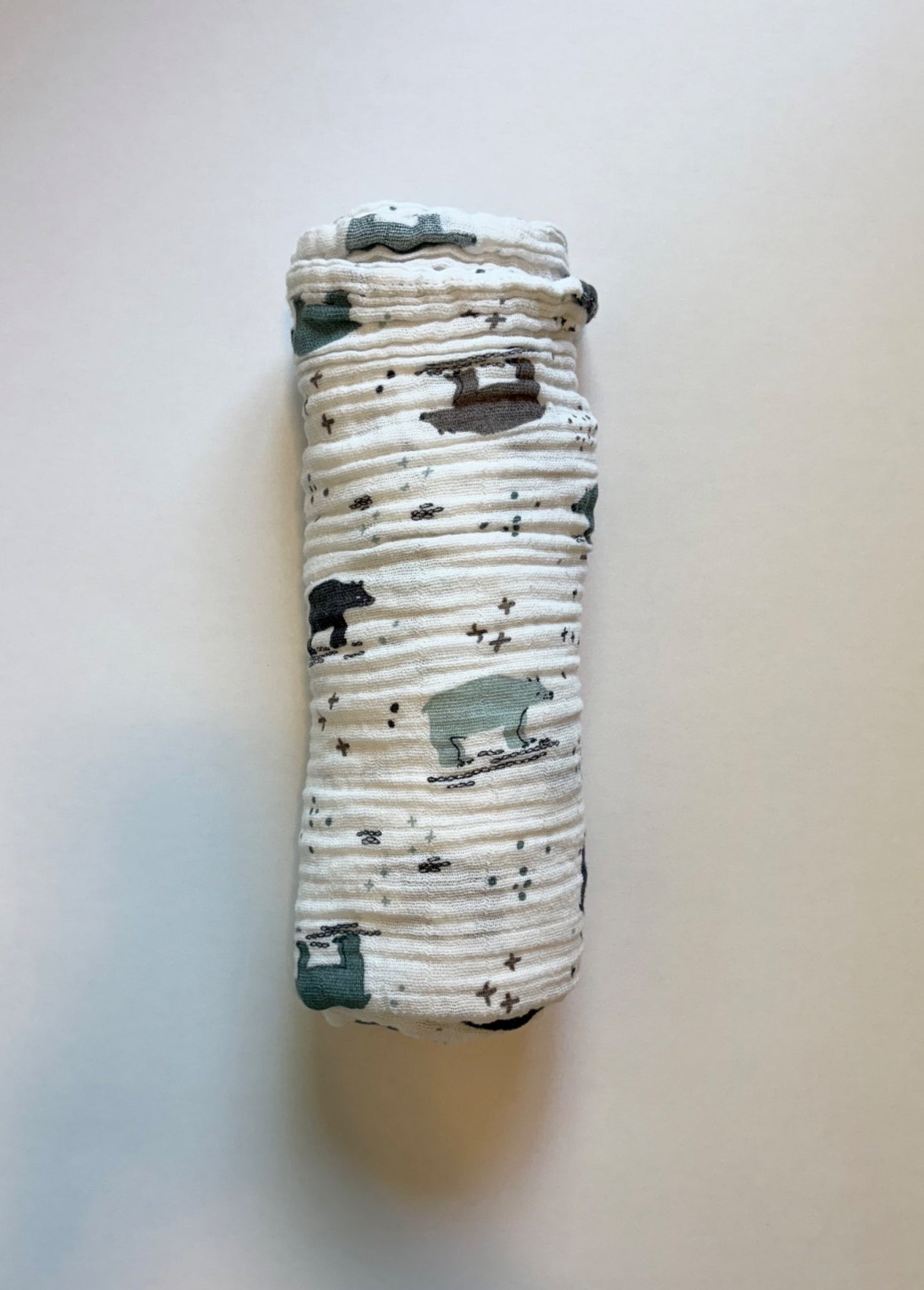 Muslin Swaddle- Bear Print VGUC, 0-6 Months (Small)