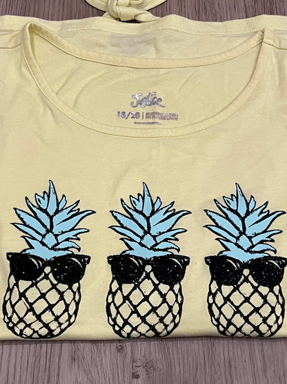 Girls, Yellow Tank Top with Pineapples "See the Sunny Side" Shirt from Justice, size 18/20, VGUC, Kids 18
