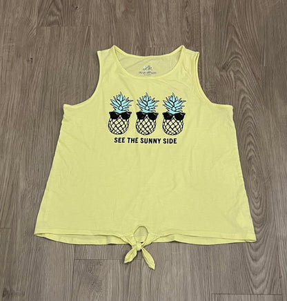 Girls, Yellow Tank Top with Pineapples "See the Sunny Side" Shirt from Justice, size 18/20, VGUC, Kids 18