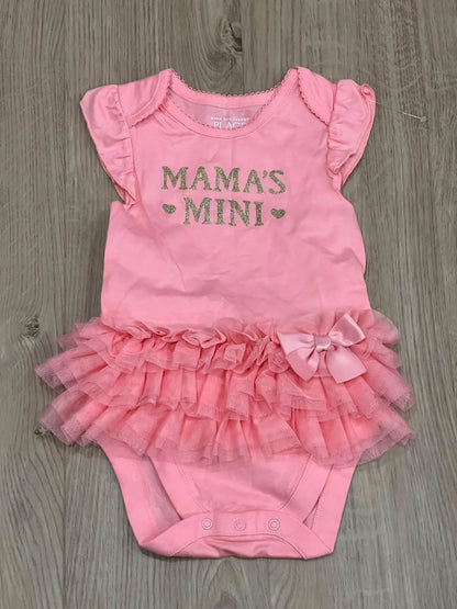 EUC, Pink Baby Girl "Mama's Mini" onsie with tutu from The Children's Place TCP, size 9-12 mos, Kids 9 Month (6-9M)