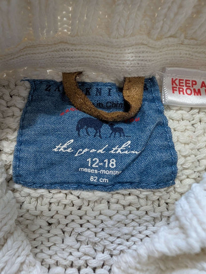 Zara White Chunky Knit Sweater - 12-18M, Kids 18 Month (12-18M)