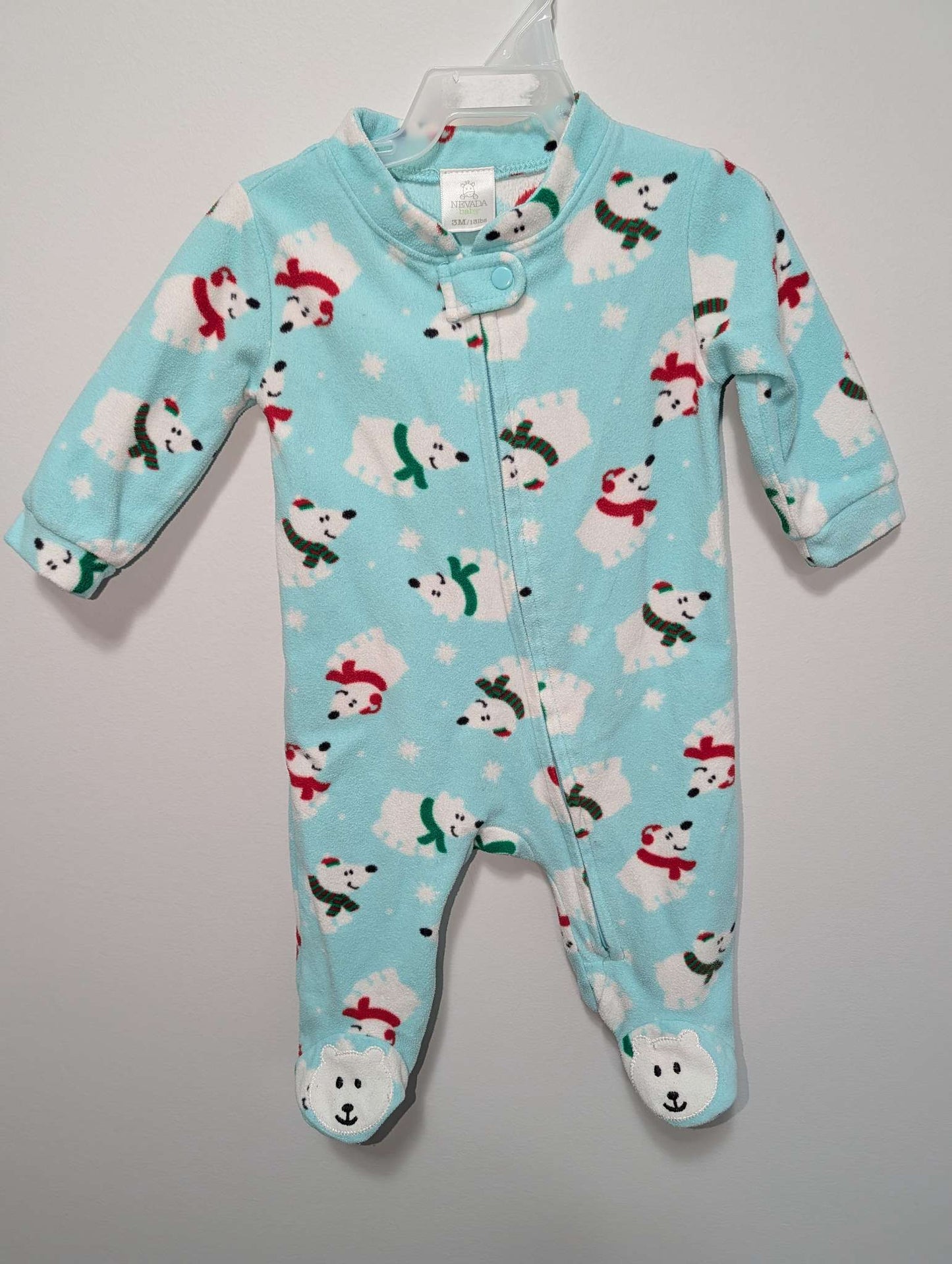 Nevada Baby Polar Bear Fleece PJs - 3M, Kids 3 Month (0-3M)