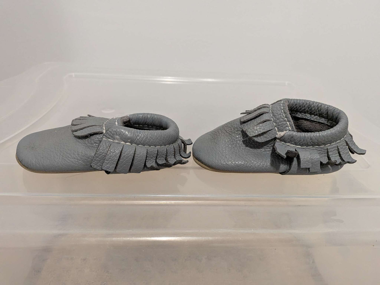 Minimoc Grey Suede Moccasins - Size 4, Shoes 4 (Baby: 0-12 mth)