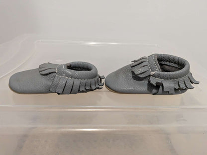 Minimoc Grey Suede Moccasins - Size 4, Shoes 4 (Baby: 0-12 mth)