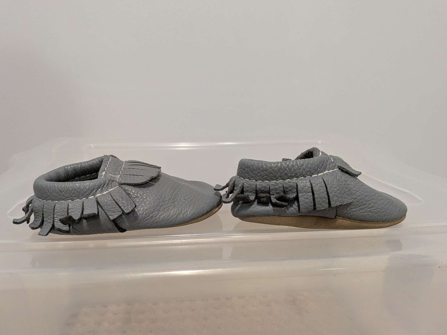 Minimoc Grey Suede Moccasins - Size 4, Shoes 4 (Baby: 0-12 mth)