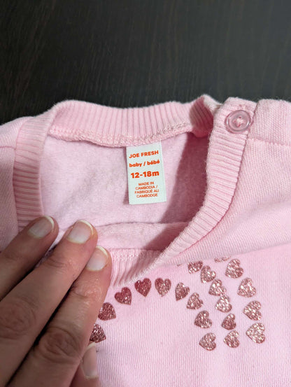 Pink with heart rainbow Valentines day shirt 12- 18 months, Kids 18 Month (12-18M)