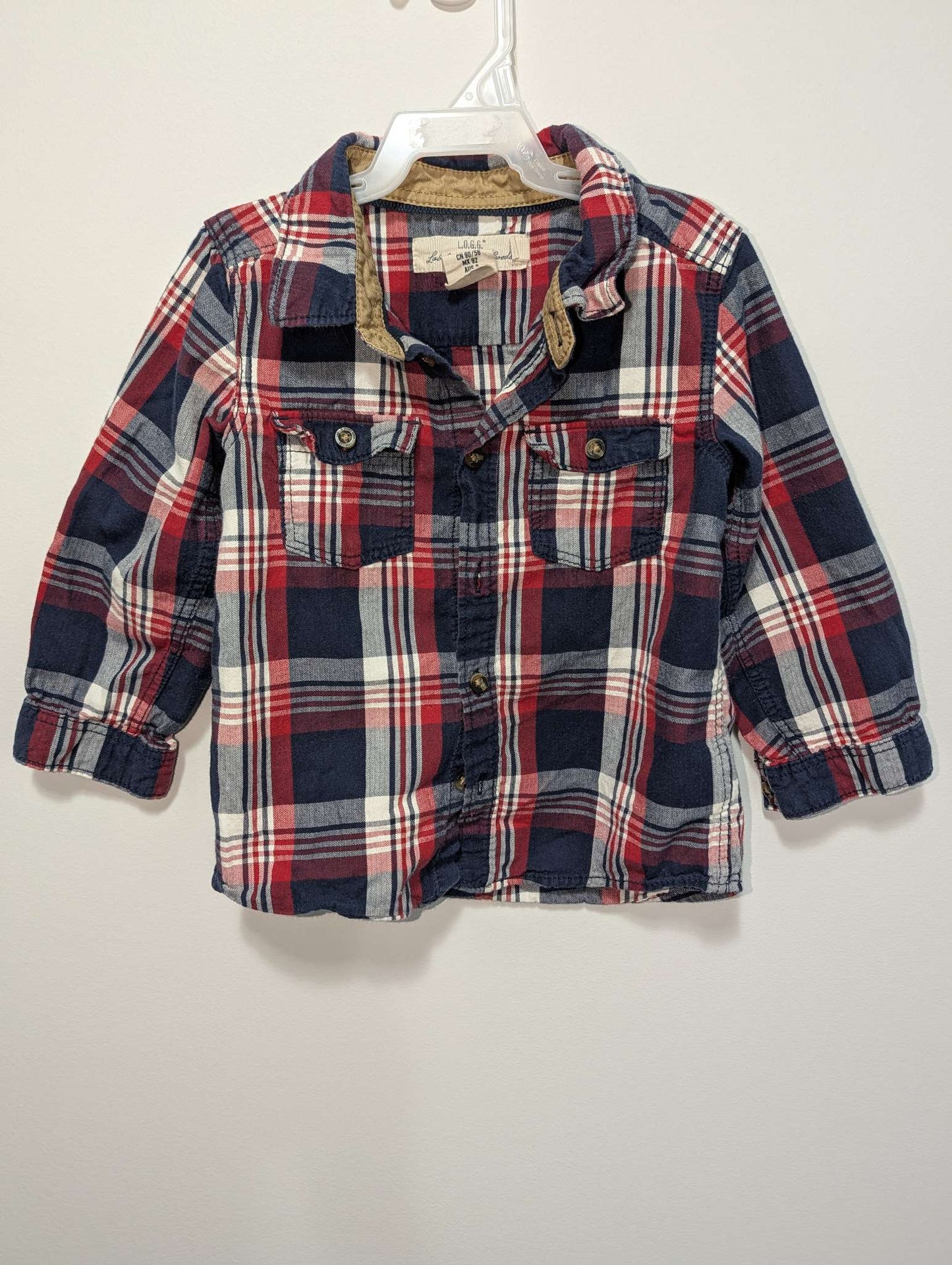 Label of Graded Goods Blue Plaid Flannel Button Down Shirt - 18-24 Months, Kids 24 Month (18-24M)