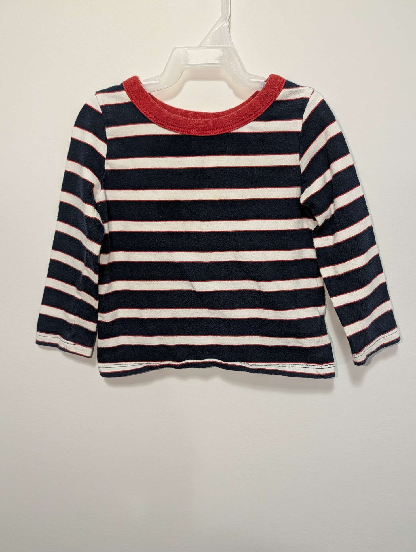 Joe Fresh Red Collar Striped Shirt - 18-24M, Kids 24 Month (18-24M)