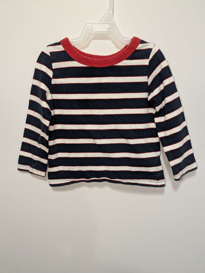 Joe Fresh Red Collar Striped Shirt - 18-24M, Kids 24 Month (18-24M)