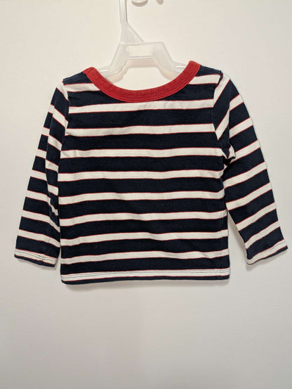 Joe Fresh Red Collar Striped Shirt - 18-24M, Kids 24 Month (18-24M)