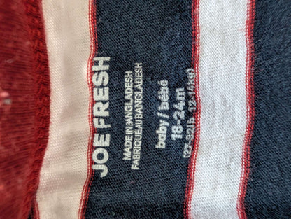Joe Fresh Red Collar Striped Shirt - 18-24M, Kids 24 Month (18-24M)