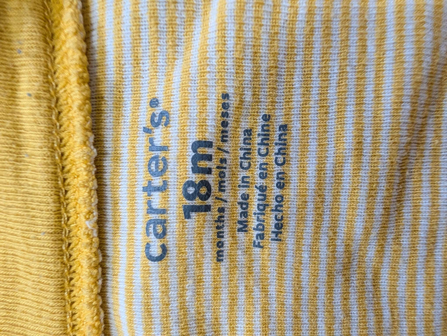 Carter's Yellow Striped Onesie - 18M, Kids 18 Month (12-18M)