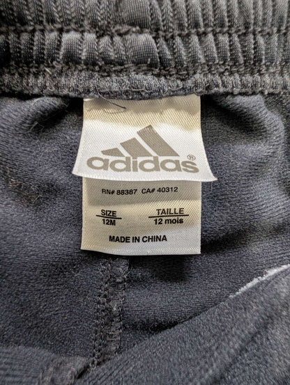 Adidas Grey 3-Stripe Track Pants - 12M, Kids 12 Month (9-12M)