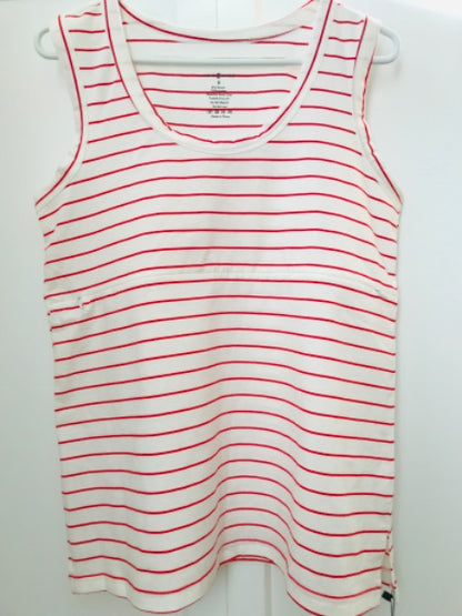 NWT Movemama Red Stripe Zip Nursing Tank Top, Retails $63.00, Maternity S (4-6)