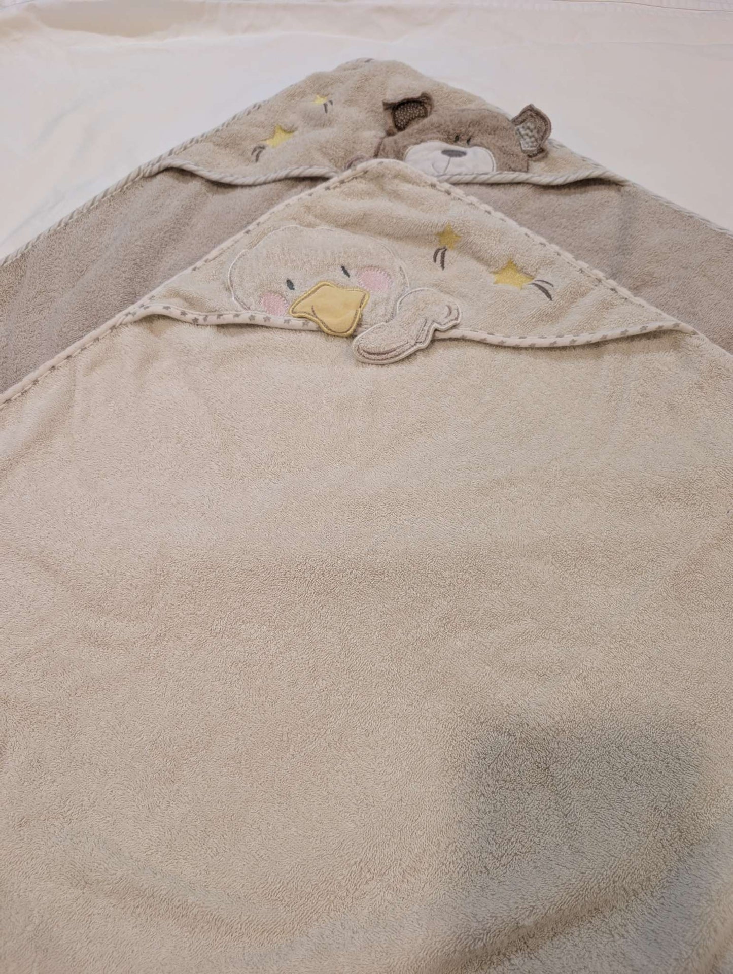 2 Baby Towels, Duck & Bear Hoods