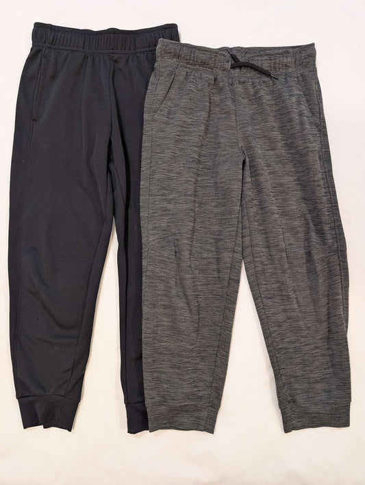 2 Pairs Athletic Pants, Black & Grey, Size 6/7, Boys, Kids 6/6X (extra small)