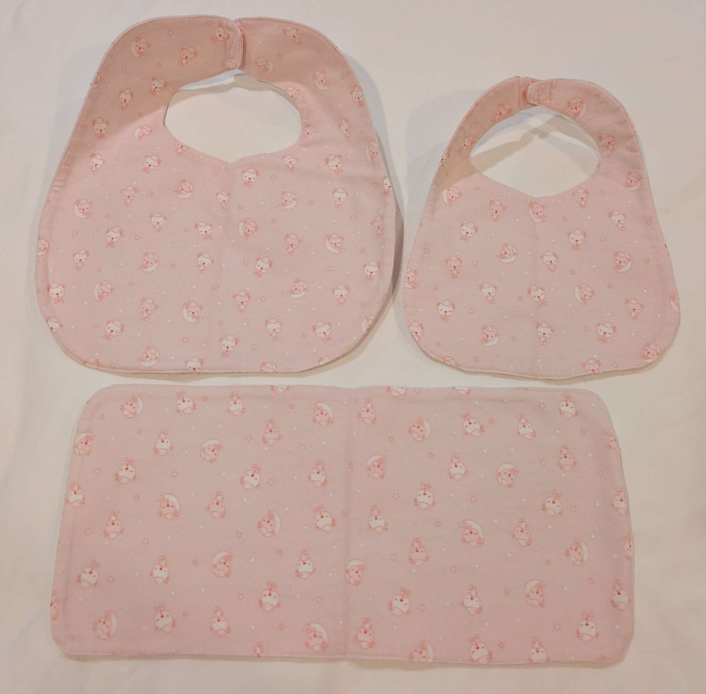 2 Bibs, One Burppad, Baby Girl, Handmade