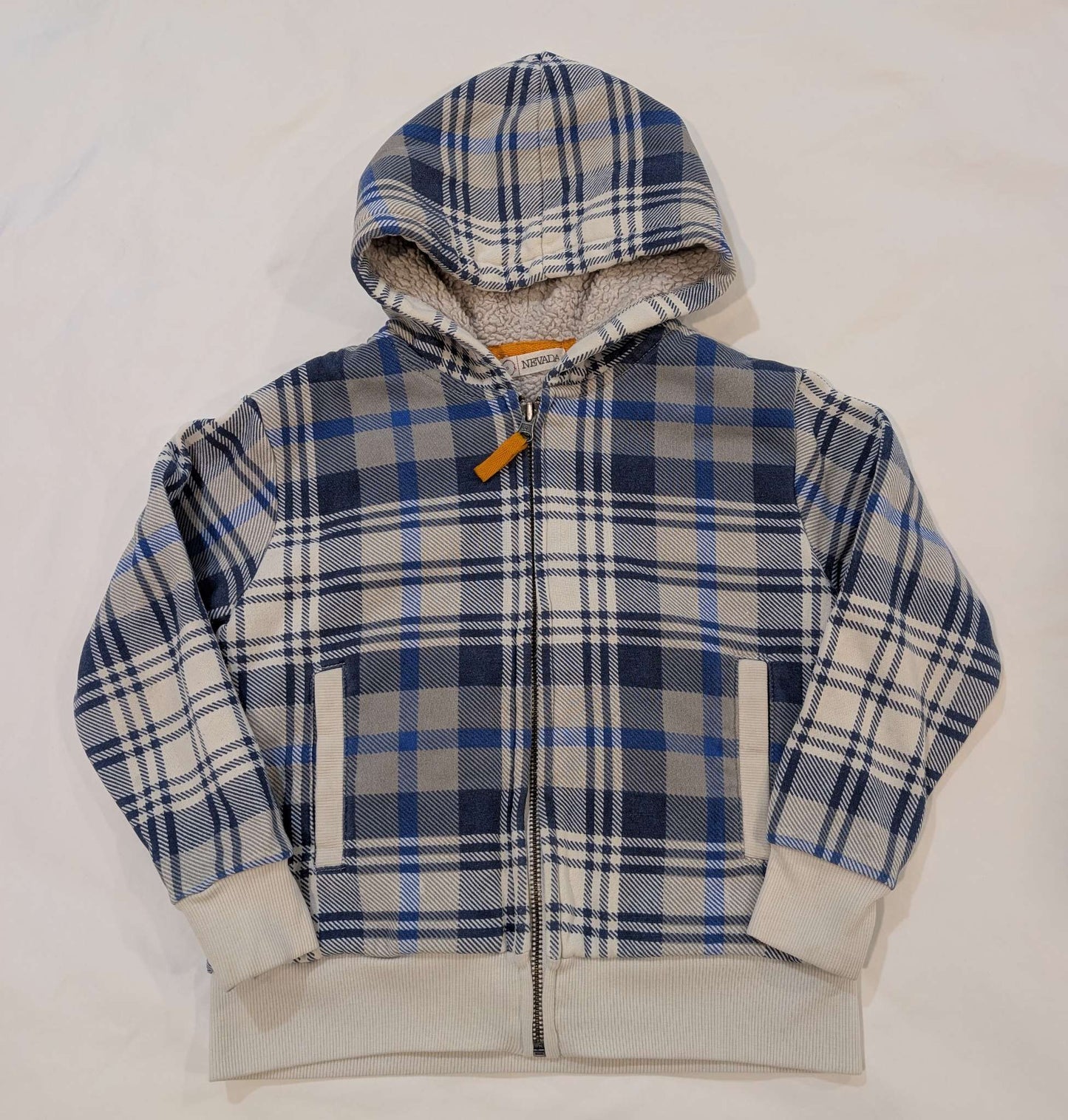 Blue Plaid Zipup Hoodie, Size 5, Kids 5/5T