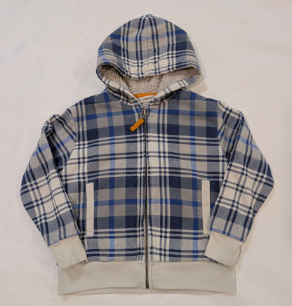 Blue Plaid Zipup Hoodie, Size 5, Kids 5/5T