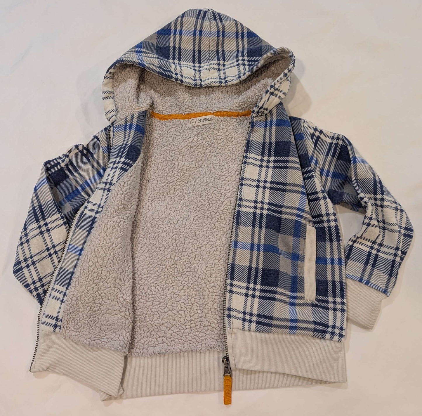 Blue Plaid Zipup Hoodie, Size 5, Kids 5/5T