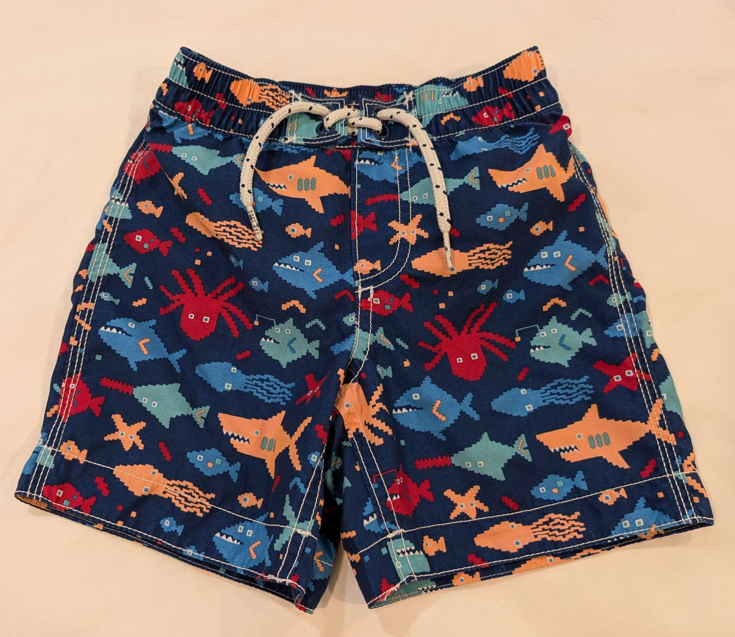 3 Pairs Boys Swim Trunks, 3T, Sea Animals, Crabs, Maple Leaves, Kids 3T