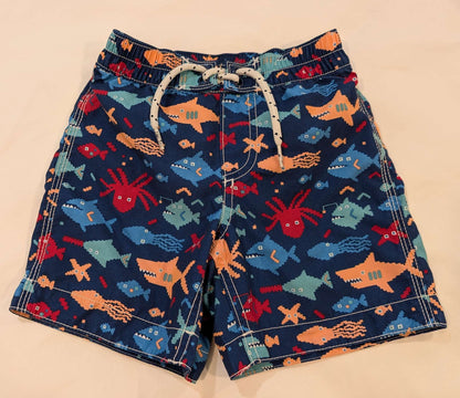 3 Pairs Boys Swim Trunks, 3T, Sea Animals, Crabs, Maple Leaves, Kids 3T