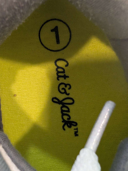 Size 1, Cat & Jack, White & Grey Lace up Shoes , Shoes 1 (Kids:4-8yr)