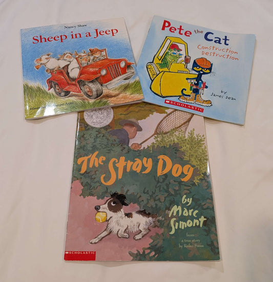 Sheep in a Jeep, Pete the Cat and The Stray Dog Books