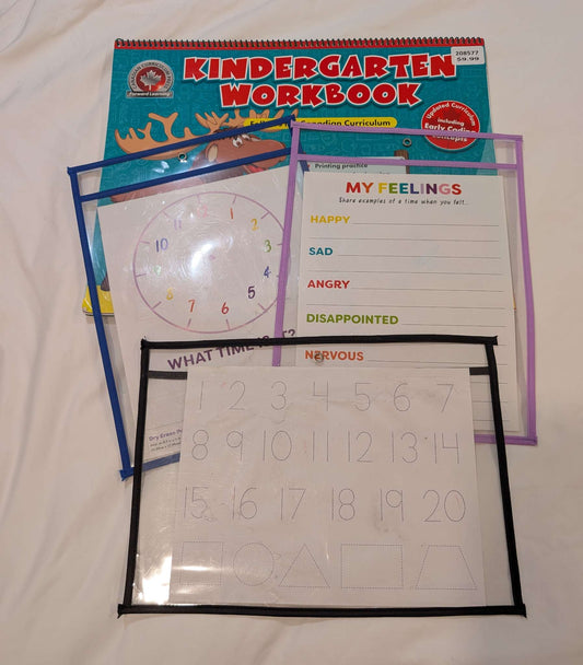 Kindergarten Workbook and Wipeable Covers
