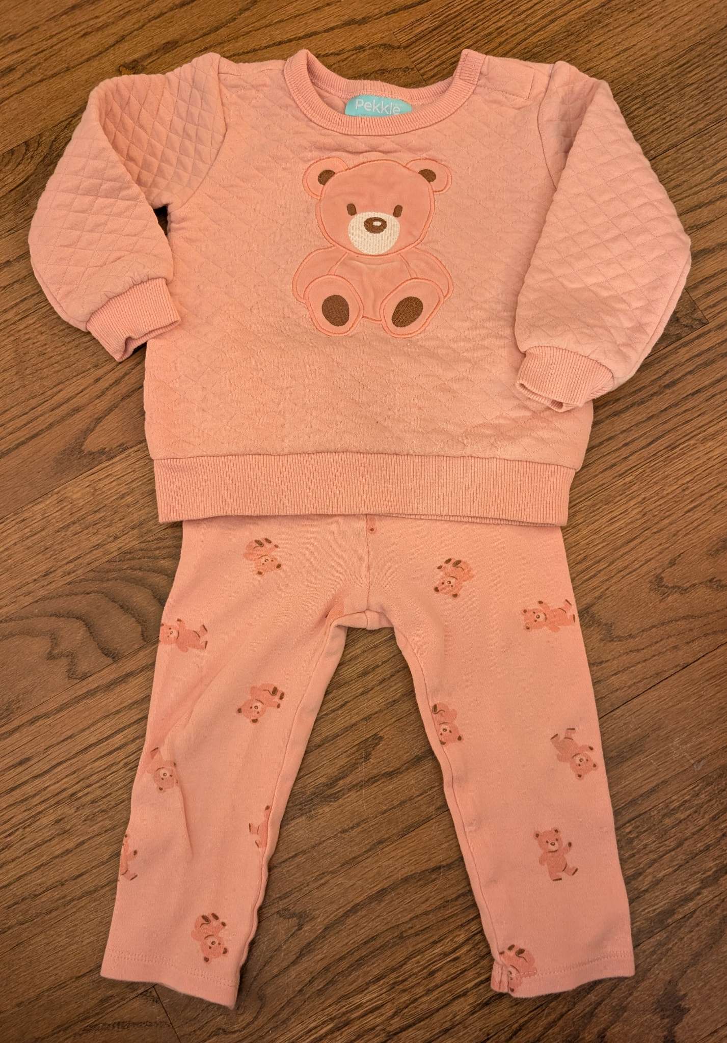 12-18M Pink Teddy Bear Pekkle Outfit, Kids 18 Month (12-18M)