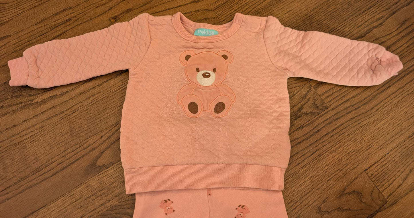 12-18M Pink Teddy Bear Pekkle Outfit, Kids 18 Month (12-18M)
