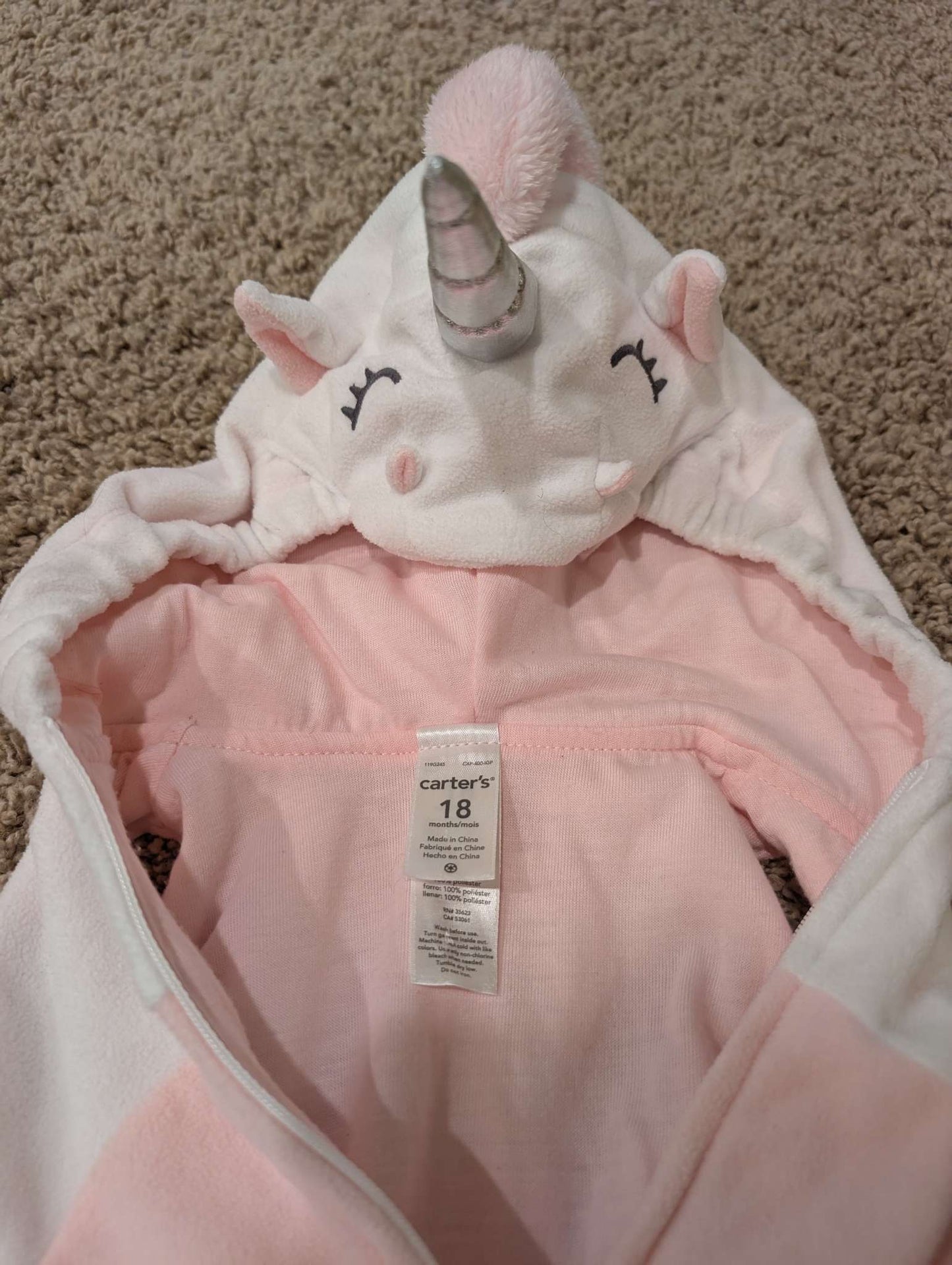 Unicorn Costume, 18M, Carter's, Pink & White, Kids 18 Month (12-18M)