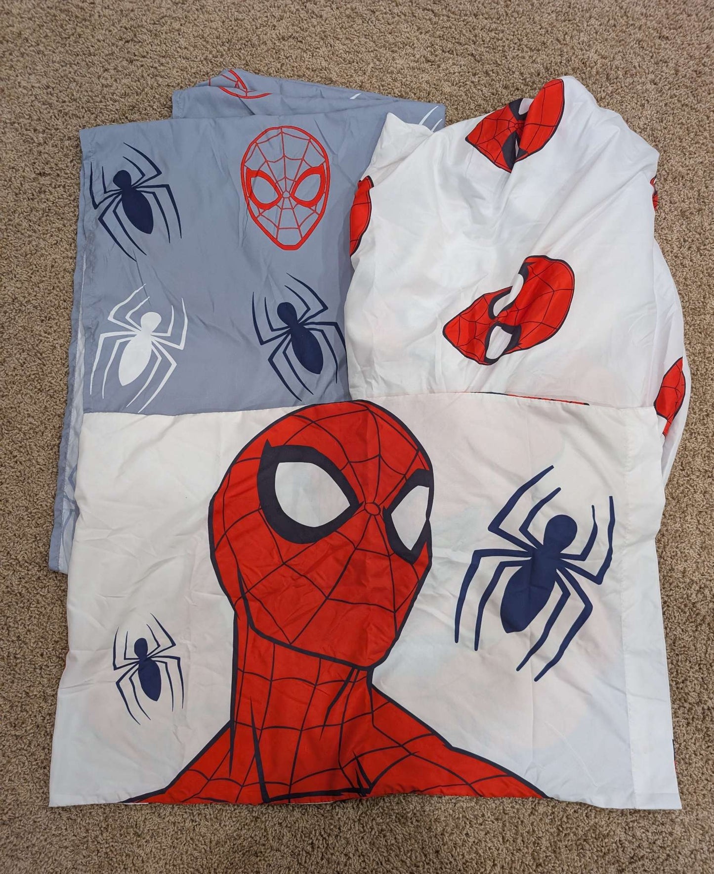 Spiderman Bed Set, Includes Fleece Blanket, Fancy Pillow, Small Side Table and Light, MSRP: $165