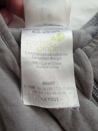 2.5 Tog, 6-18M, Perlimpinpin Sleep Sack, Grey, MSRP: $62, 6-12 Months (Medium)