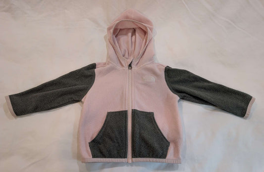6-12M, North Face, Fleece Full Zip, Pink & Grey, MSRP: $50+, Kids 9 Month (6-9M)