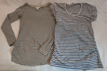 2 Medium Striped Maternity Shirts, Maternity M (8-10)