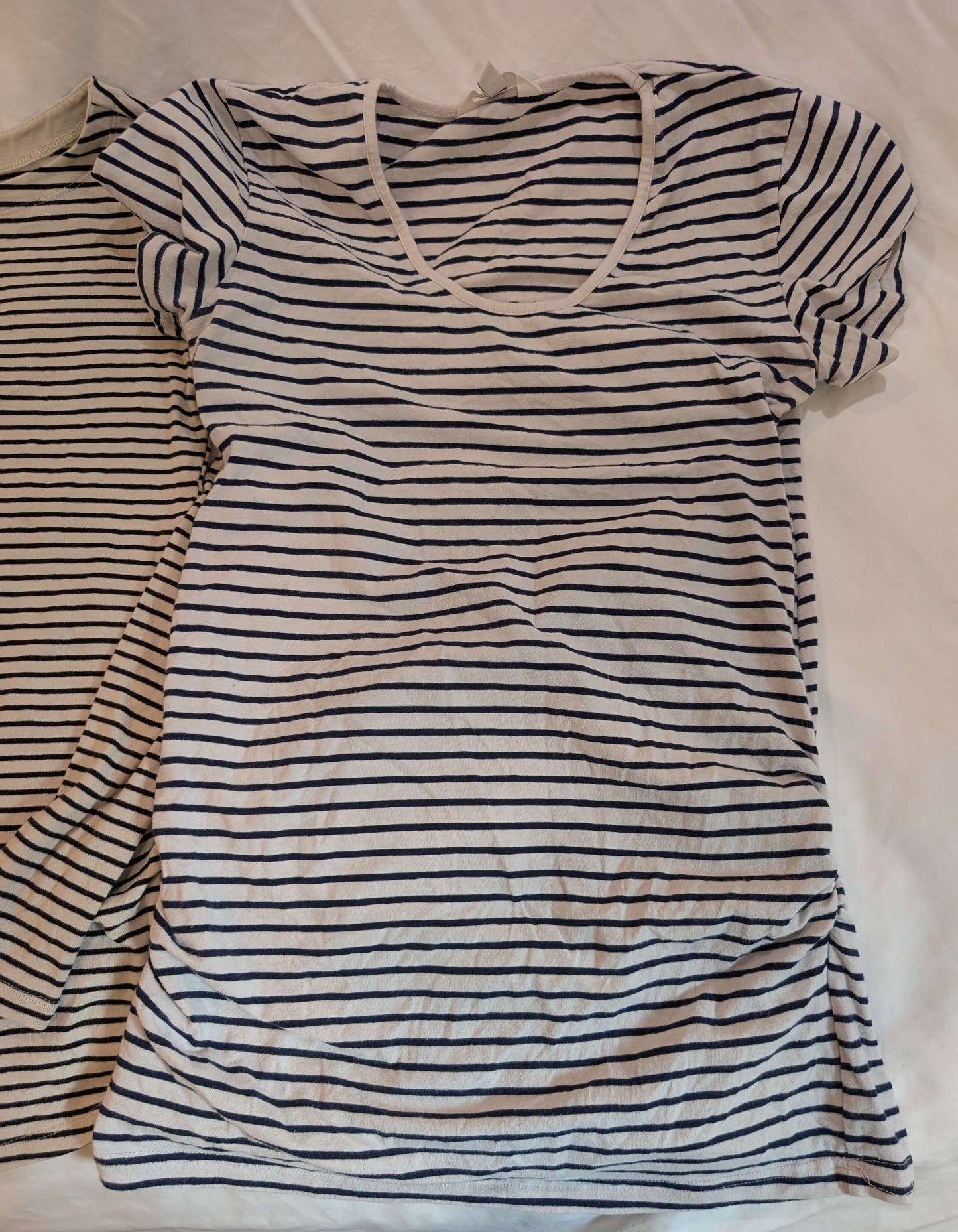 2 Medium Striped Maternity Shirts, Maternity M (8-10)