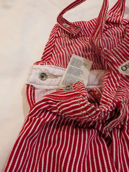 Red & White Striped Overalls Dress, Oshkosh, 9M, Kids 9 Month (6-9M)