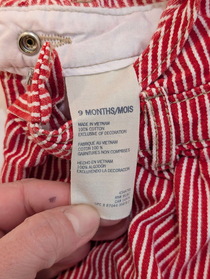 Red & White Striped Overalls Dress, Oshkosh, 9M, Kids 9 Month (6-9M)