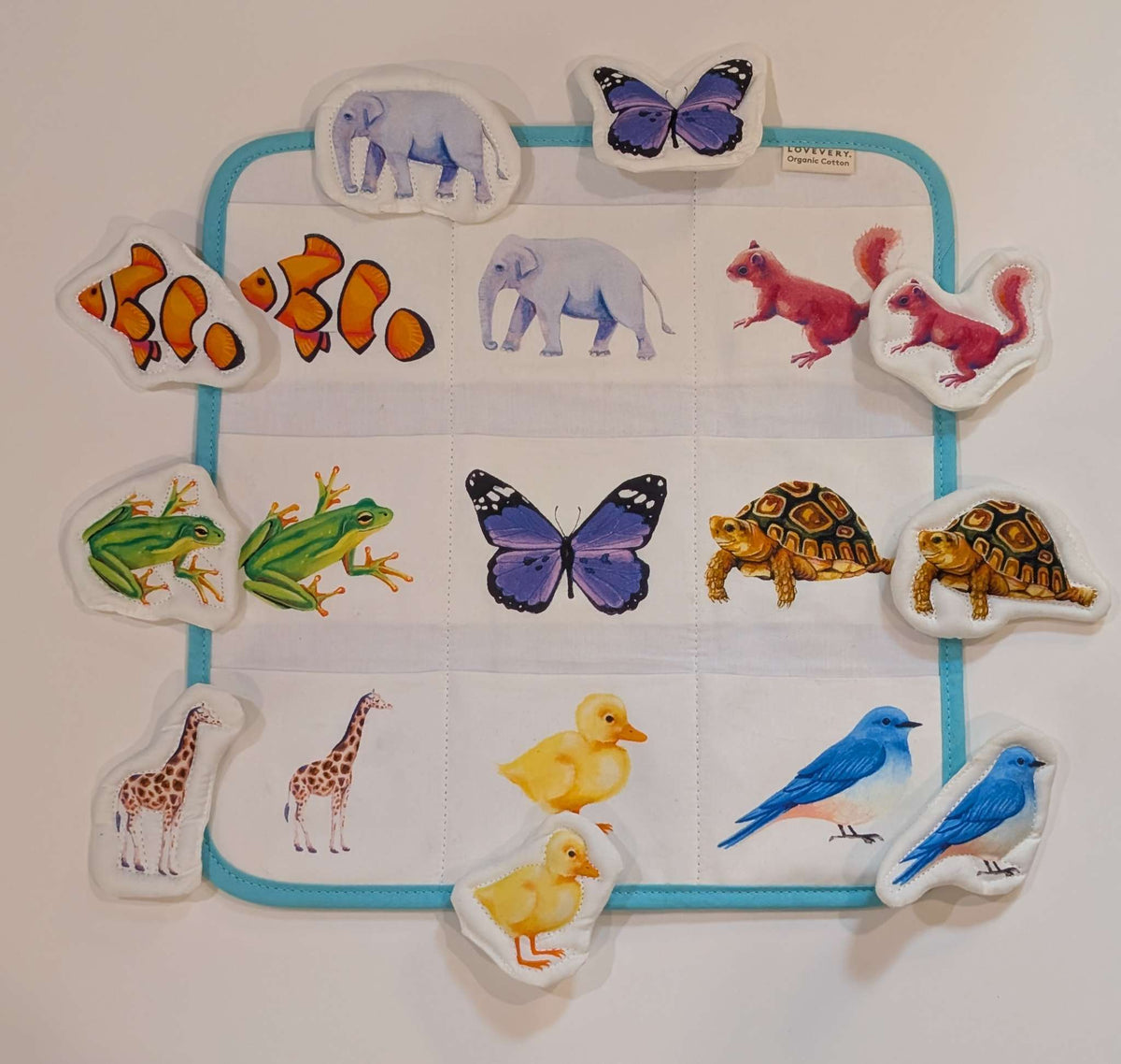Lovevery Quilted Critter Hanging Pockets-Matching Game