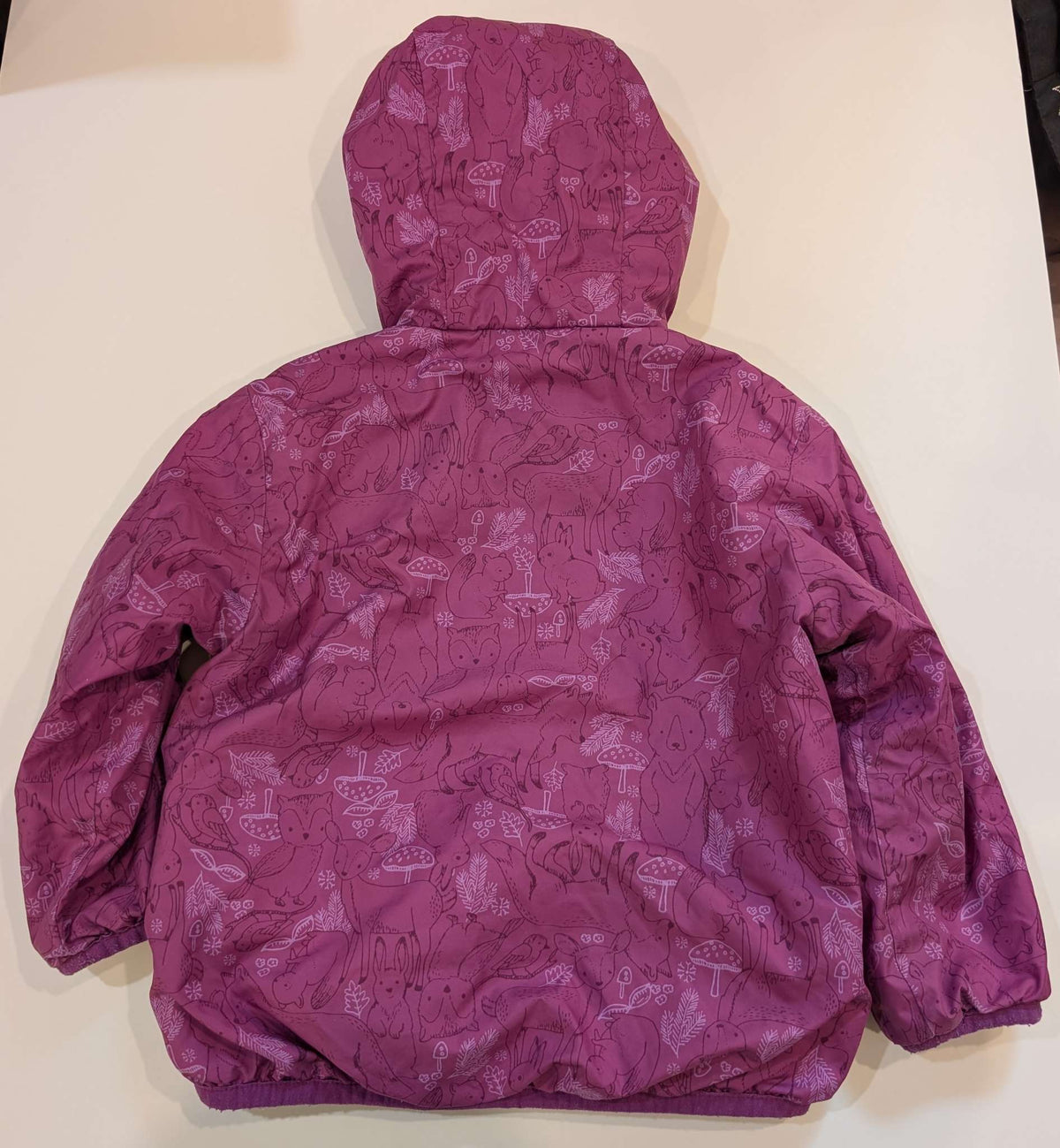MEC Cocoon Reversible Jacket, Pink, Woodland Pattern, Size 12M, MSRP: $45, Kids 12 Month (9-12M)